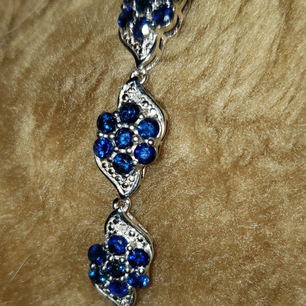 7 inch Blue Sapphire Bracelet, Sterling Silver, NWT BONUS INCLUDED!